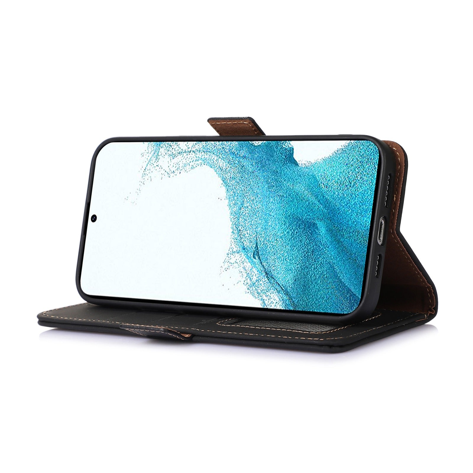 For Samsung Galaxy A05 4G Case RFID Blocking Genuine Cow Leather Flip Phone Cover For Samsung Galaxy A05 4G Case RFID Blocking Genuine Cow Leather Flip Phone Cover